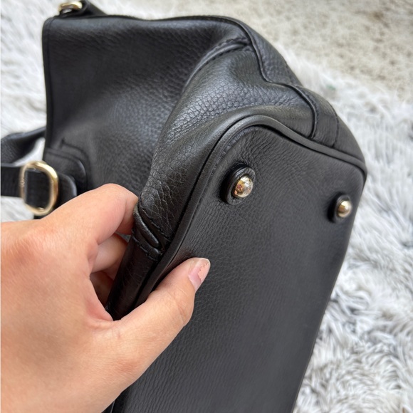 Burberry Authentic Classic Black Leather Textured Tote Plaid Interior - Picture 11 of 15